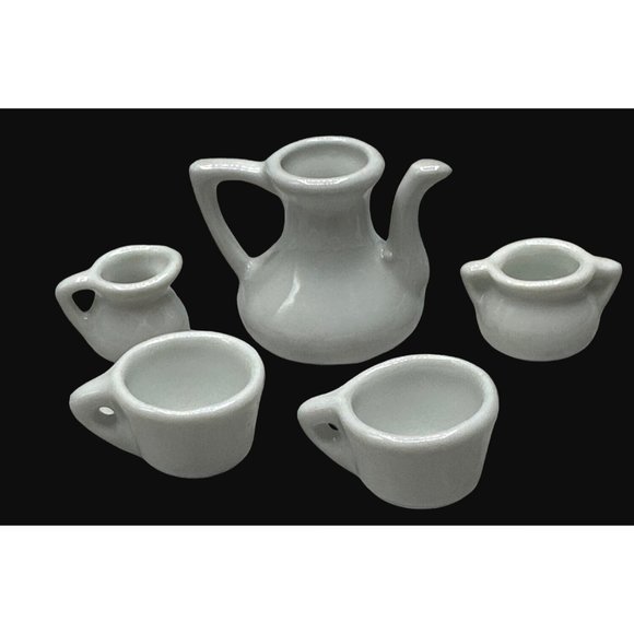 Vintage Pretty Port Ltd Miniature Tea Pot Sugar Creamer Dollhouse Tea Set - Picture 7 of 7